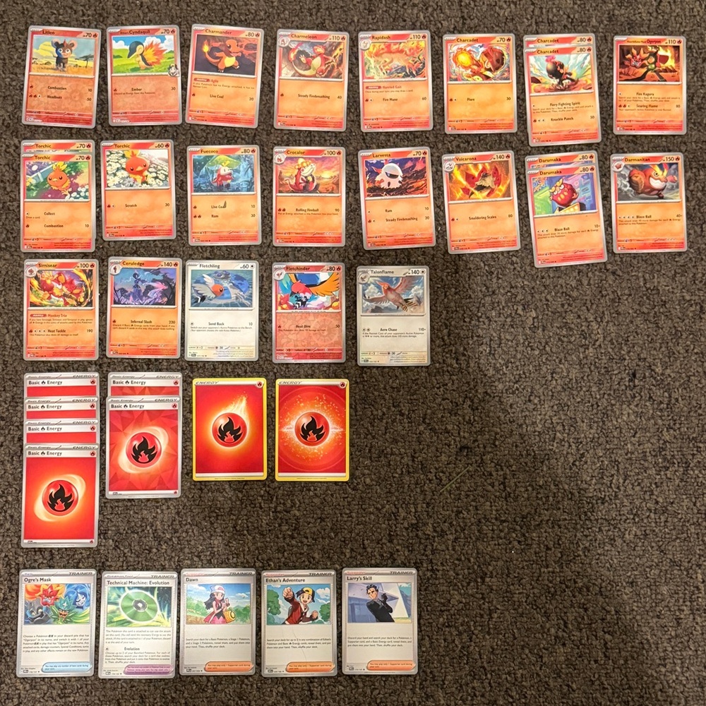 🔥 Pokémon TCG Fire Deck Builder Lot | 40+ Cards | Trainers + Energy 🔥